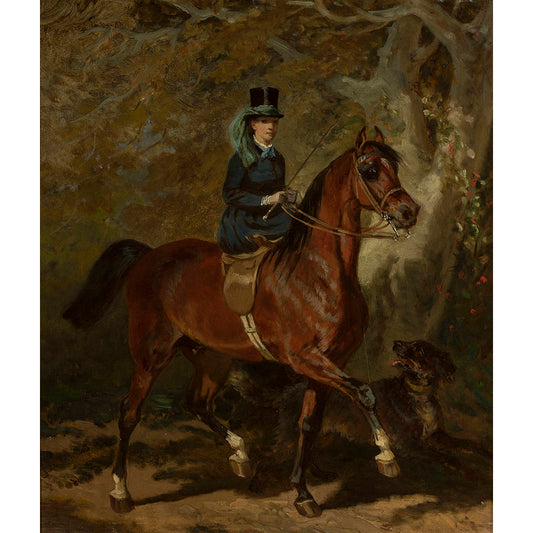 Vintage Lady on Horseback Print – 19th Century Giclée Art on Canvas & Archival Paper