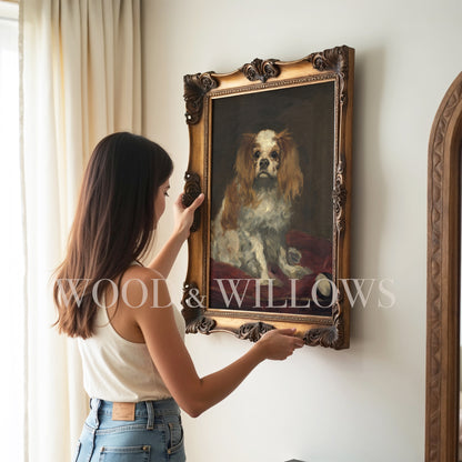 Vintage King Charles Spaniel Print – Antique Dog Artwork Giclée on Canvas & Archival Paper