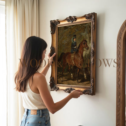 Vintage Lady on Horseback Print – 19th Century Giclée Art on Canvas & Archival Paper