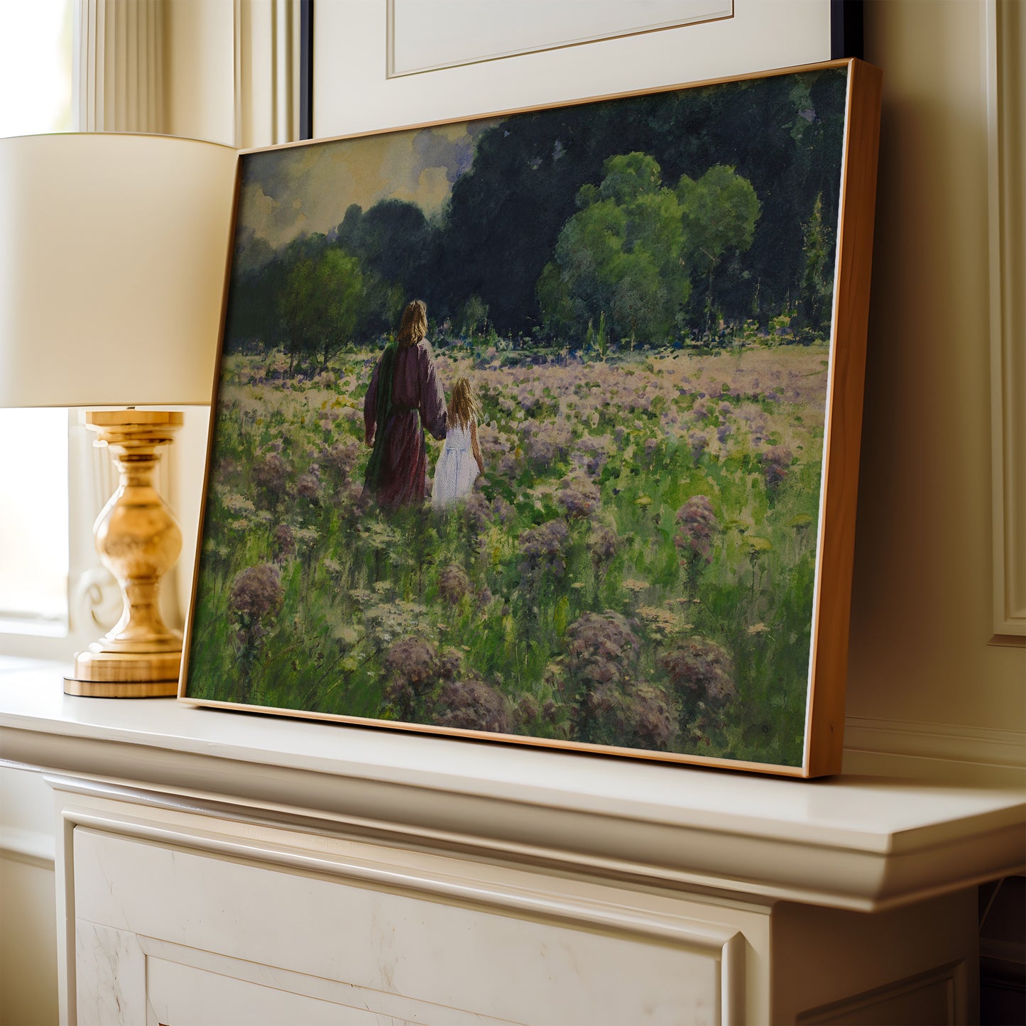 Jesus in Green Pastures – Faith-Inspired Print of Christ's Divine Guidance and Peace