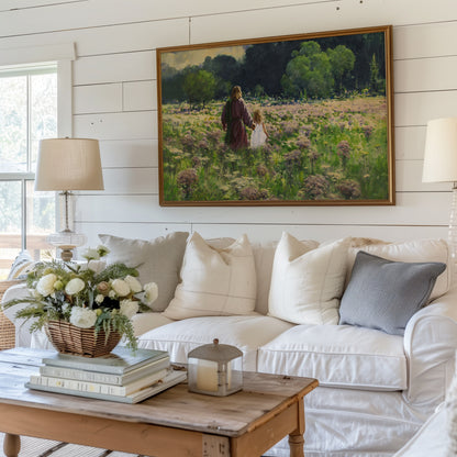 Jesus in Green Pastures – Faith-Inspired Print of Christ's Divine Guidance and Peace