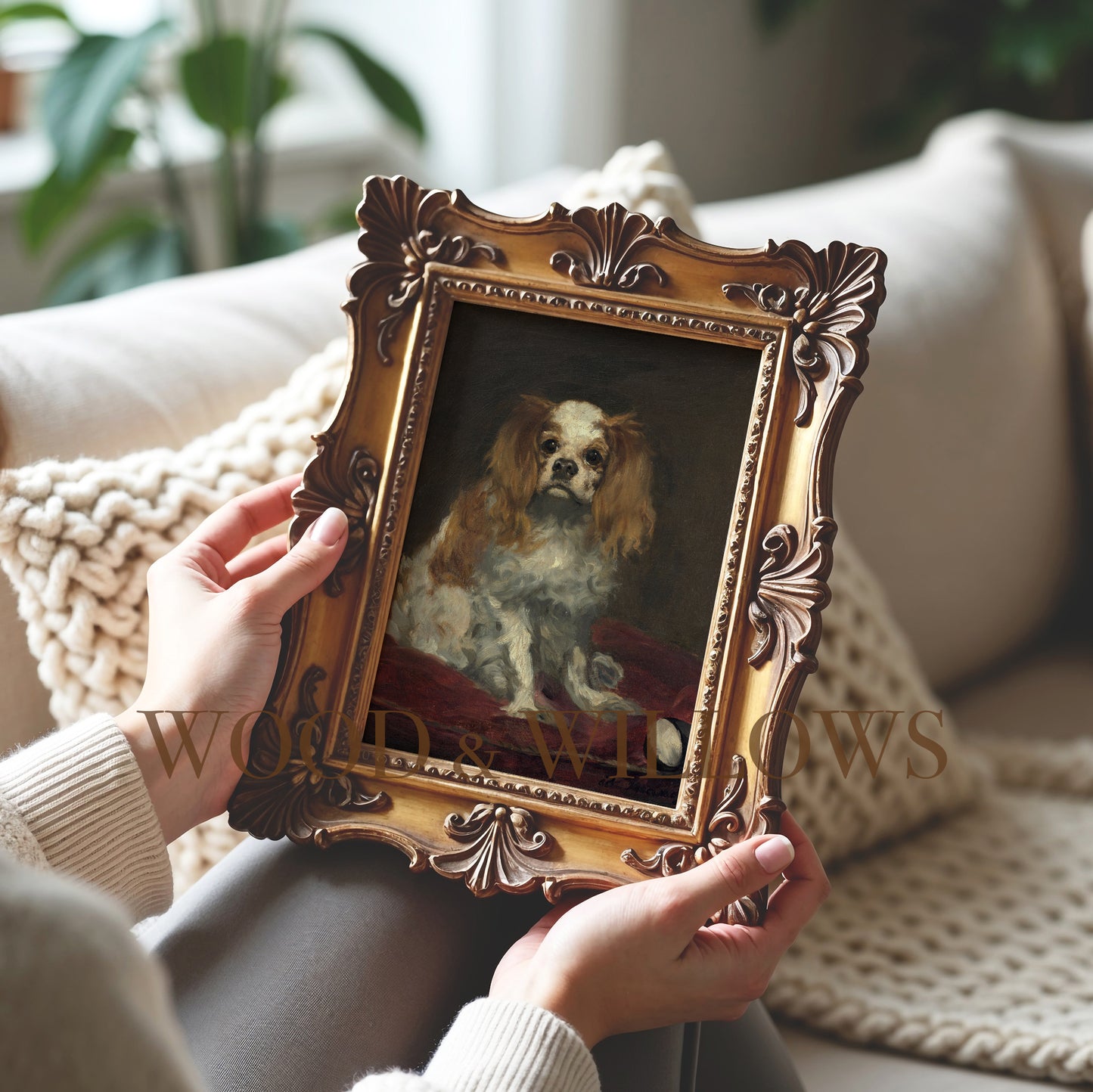 Vintage King Charles Spaniel Print – Antique Dog Artwork Giclée on Canvas & Archival Paper
