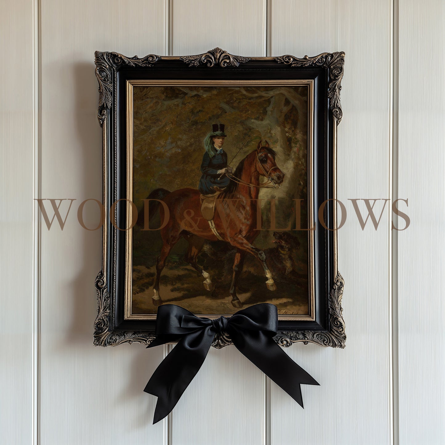 Vintage Lady on Horseback Print – 19th Century Giclée Art on Canvas & Archival Paper