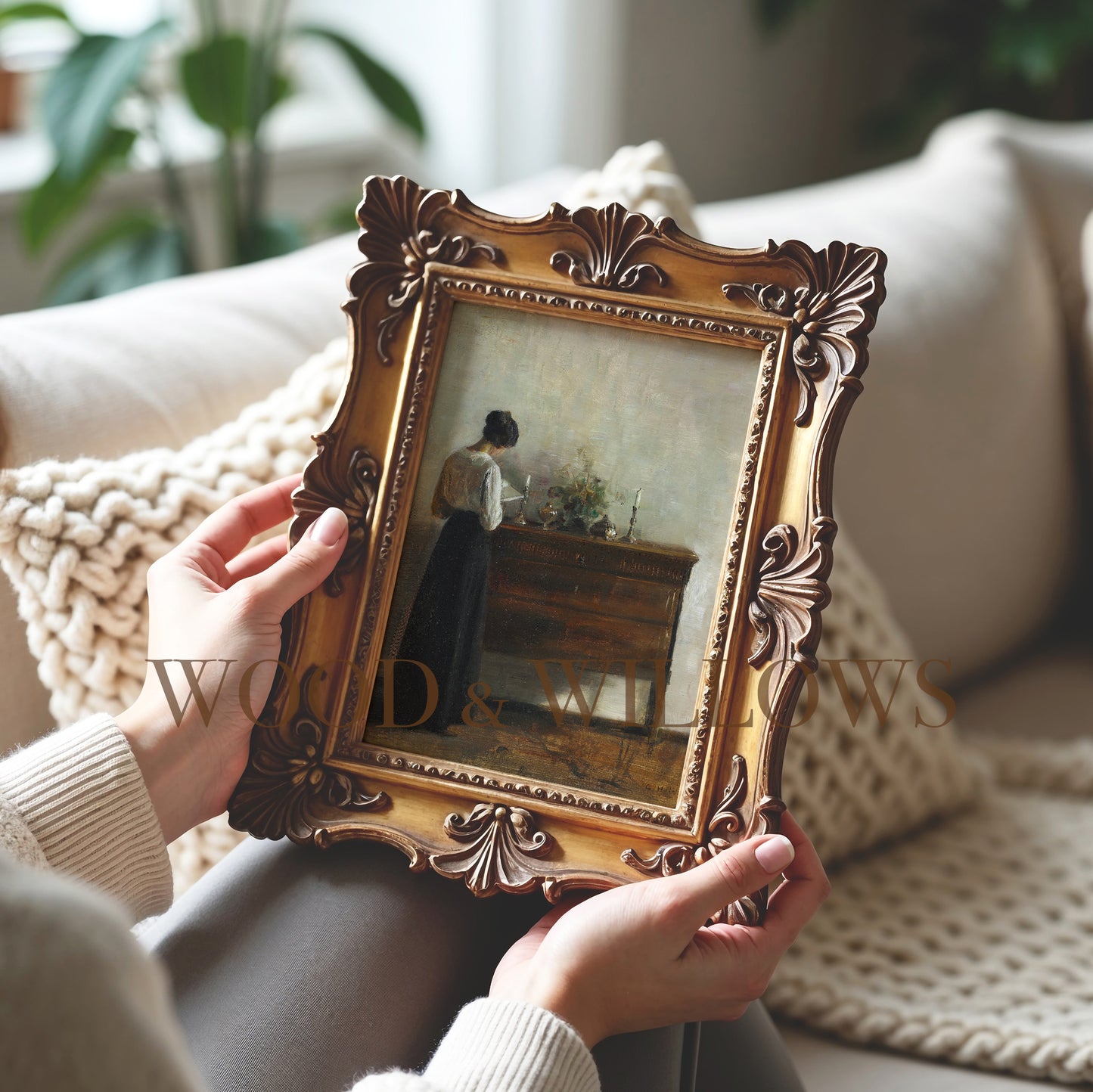 Vintage Lady at the Dressing Table Print – 19th Century Giclée Art on Canvas & Archival Paper