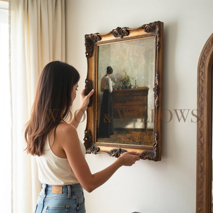 Vintage Lady at the Dressing Table Print – 19th Century Giclée Art on Canvas & Archival Paper