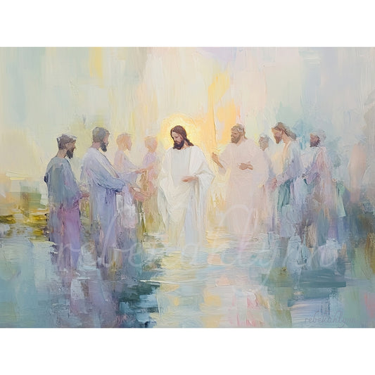 Jesus Being Baptized - Christian Artwork