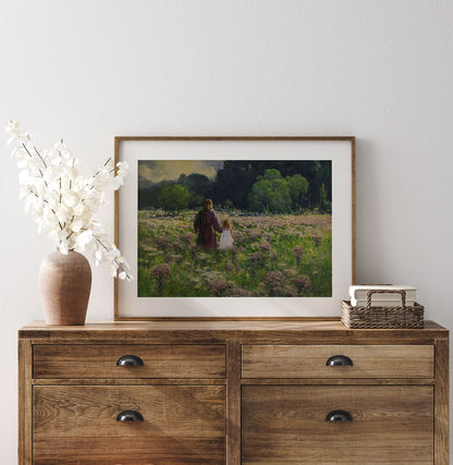 Jesus in Green Pastures – Faith-Inspired Print of Christ's Divine Guidance and Peace