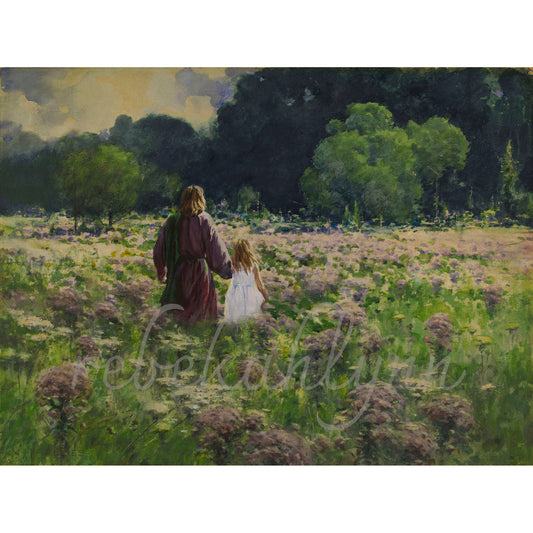 Jesus in Green Pastures – Faith-Inspired Print of Christ's Divine Guidance and Peace